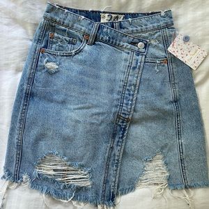 Free people denim wrap skirt